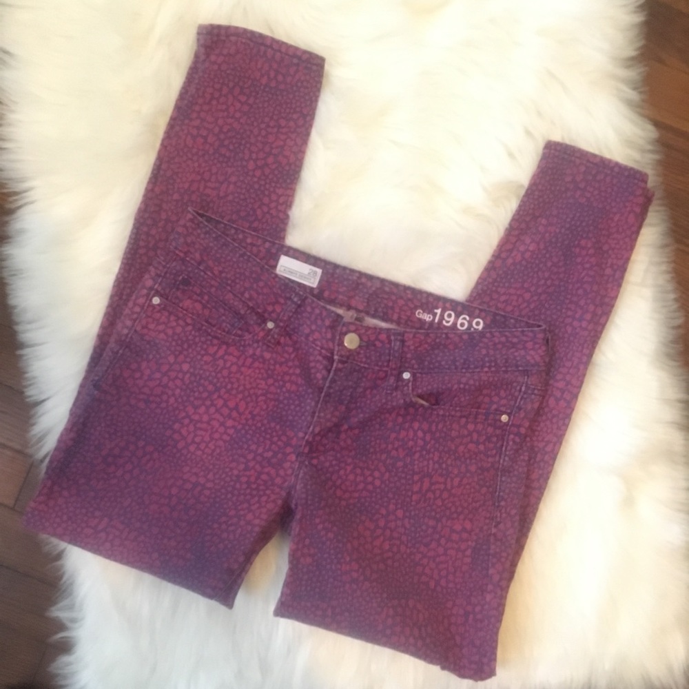 GAP 28 Always Skinny ankle blue jean pink speckled